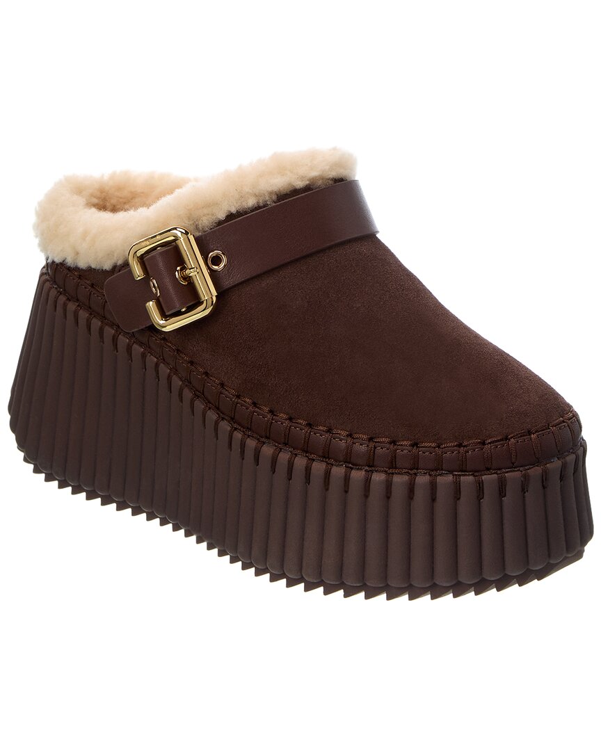 Chloé Chloé Nama Suede & Shearling Platform Loafer