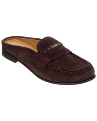 Fendi Scrunch Suede Sabot Mule