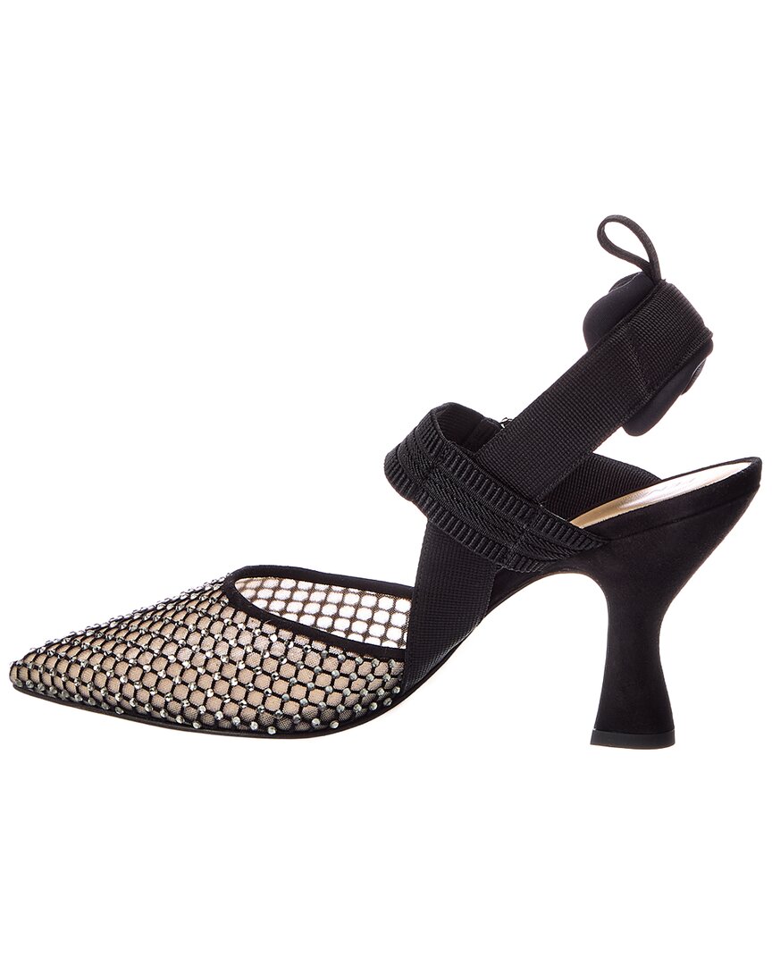Fendi Colibri Mesh & Suede Slingback Pump