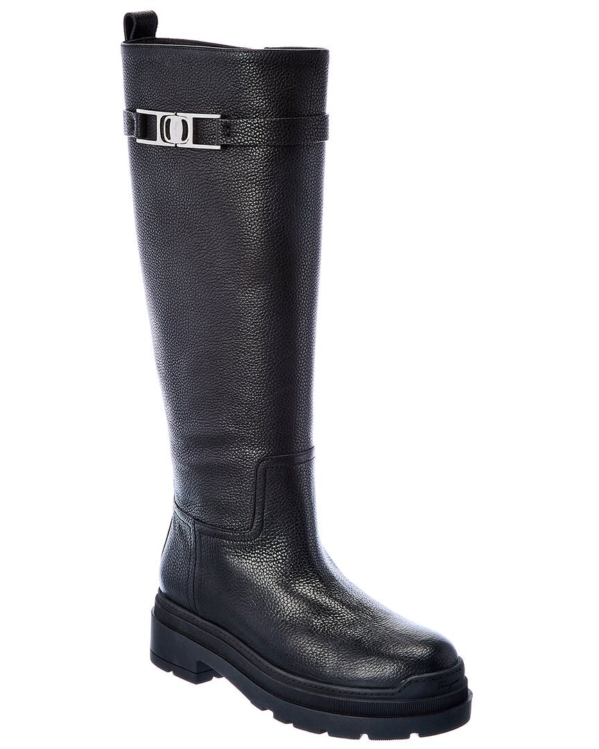 Ferragamo Ryder Leather Knee-High Boot