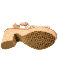 Jimmy Choo Deven 125 Raffia & Leather Wedge Sandal