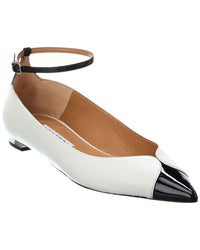 Aquazzura Pinot Leather & Patent Ballet Flat White
