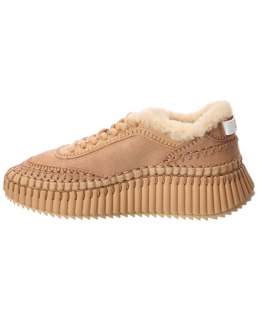 Chloé Chloé Nama Leather & Shearling Sneaker