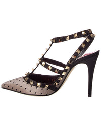 Valentino Rockstud Caged 100 Mesh & Leather Pump
