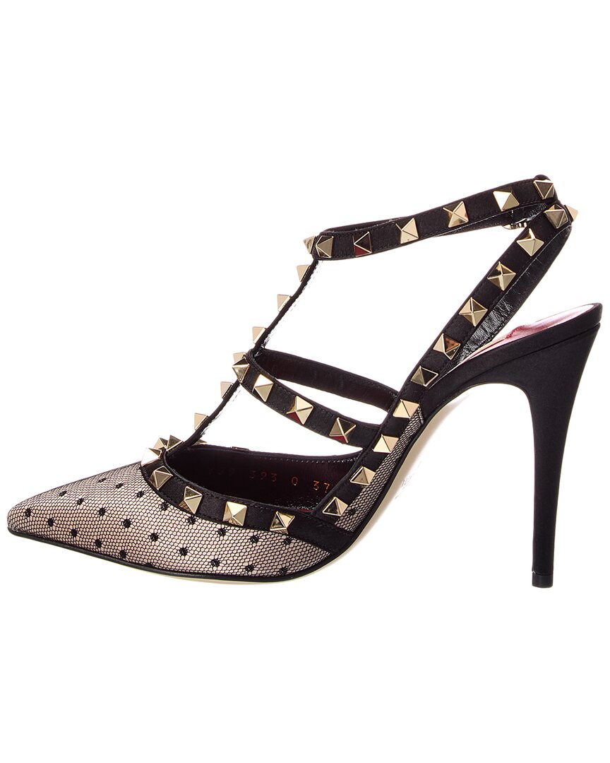 Valentino Rockstud Caged 100 Mesh & Leather Pump