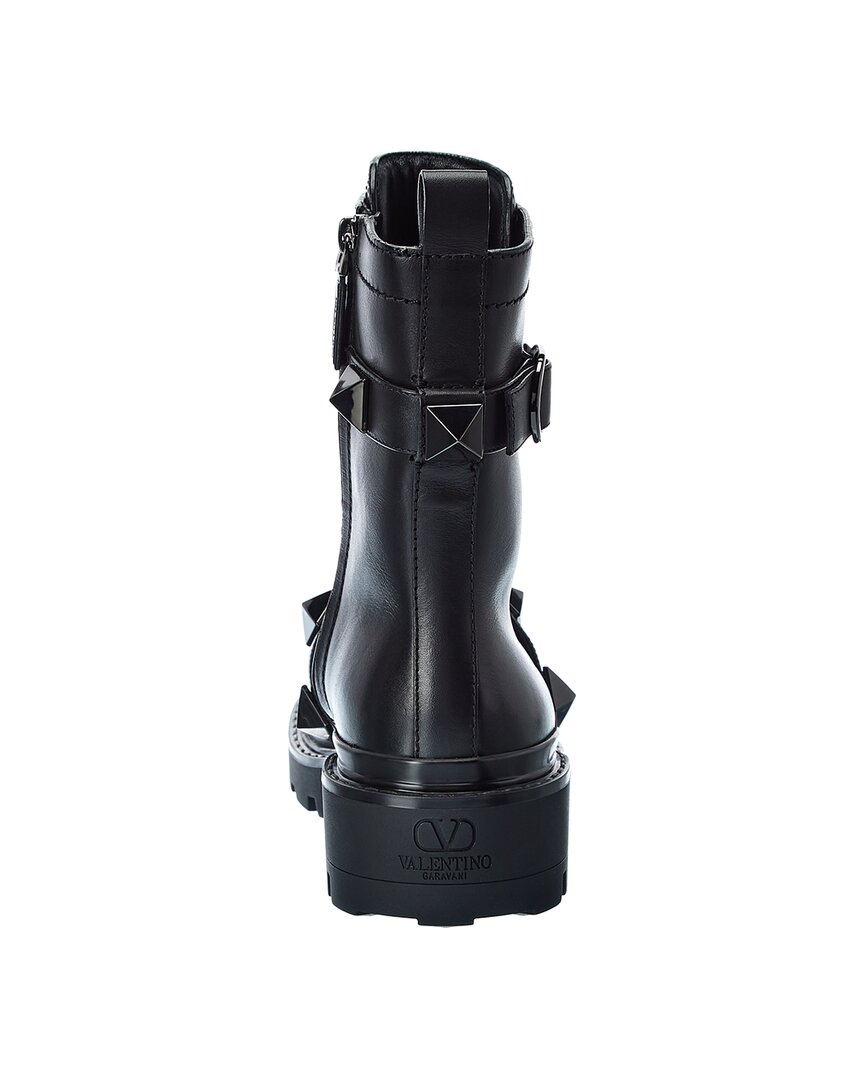Valentino Roman Stud Leather Combat Boot