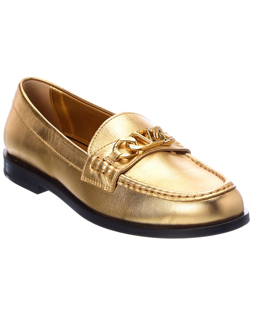 Valentino Vlogo Chain Metallic Leather Loafer