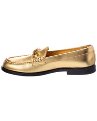 Valentino Vlogo Chain Metallic Leather Loafer