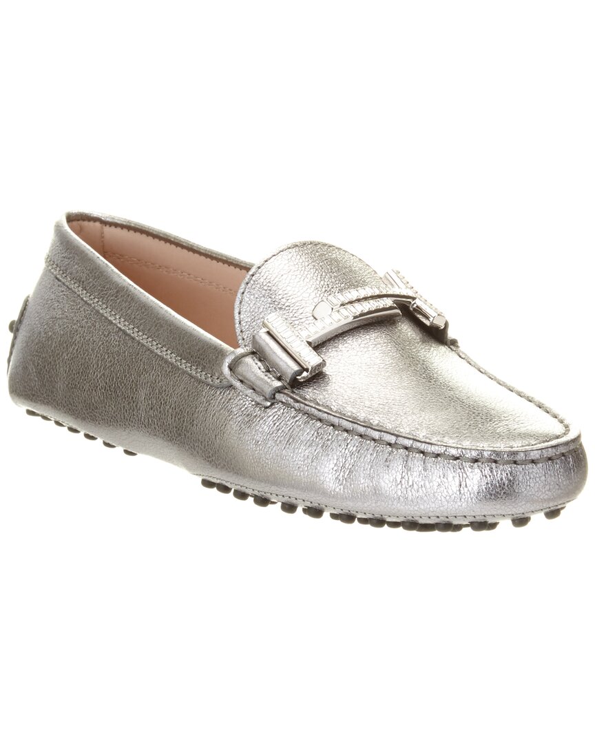 Tod’S Gommino Metallic Leather Driving Shoe