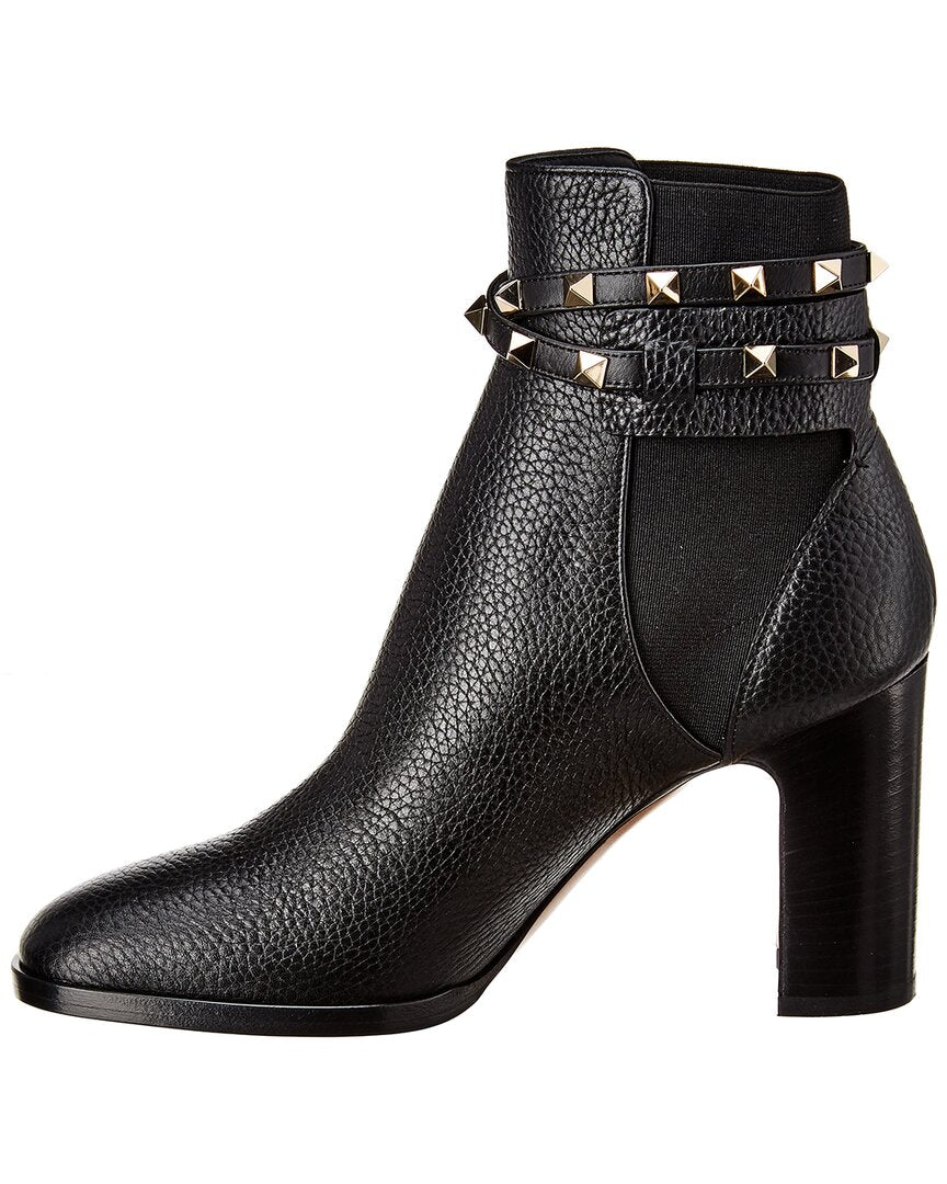 Valentino Rockstud 90 Grainy Leather Bootie