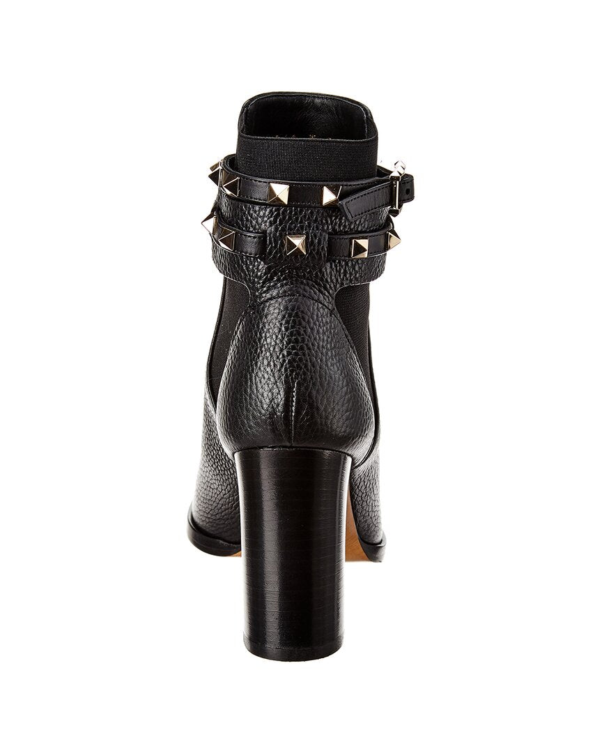 Valentino Rockstud 90 Grainy Leather Bootie
