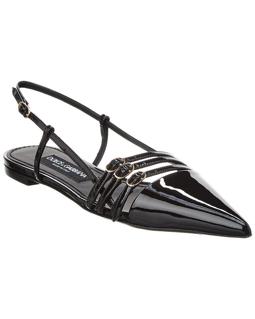 Dolce & Gabbana Leather Slingback Flat Black