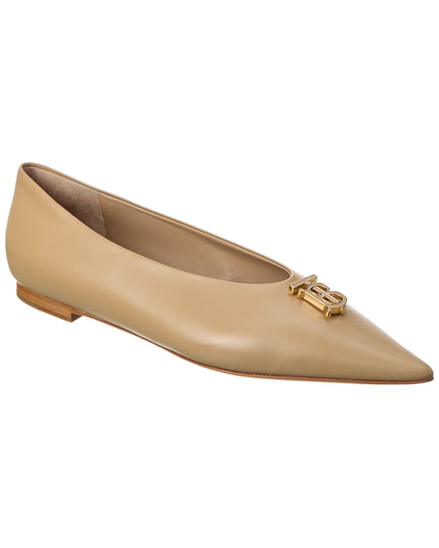 Burberry Ezra Leather Flat Brown Multi