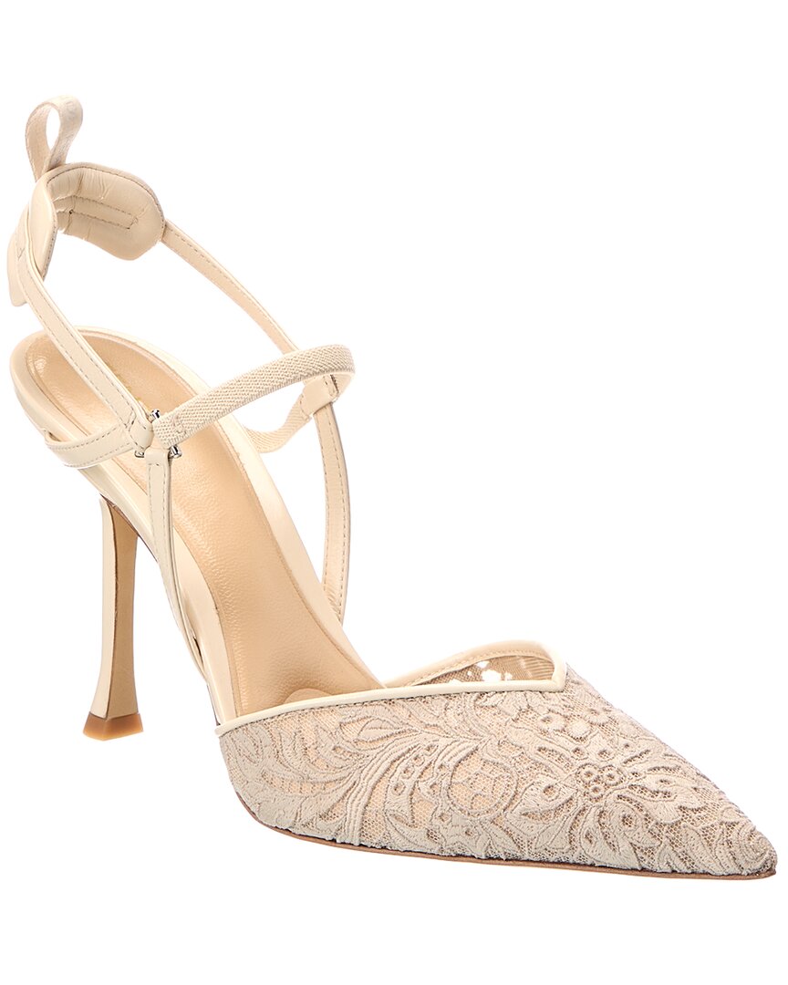 Fendi Very Colibri Lace Tulle & Leather Slingback Pump