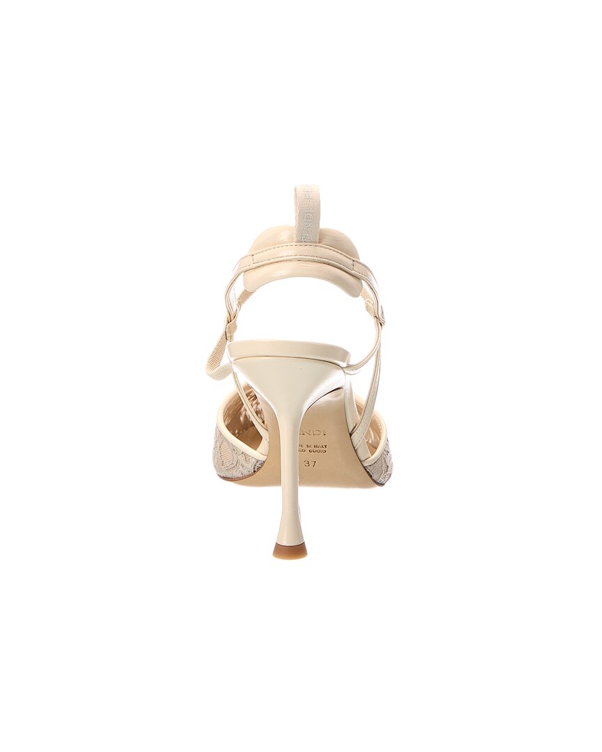 Fendi Very Colibri Lace Tulle & Leather Slingback Pump