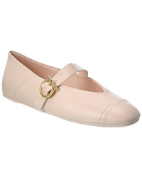 Ferragamo Gancini Leather Ballerina Flat