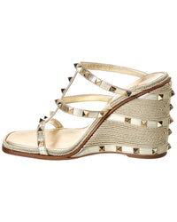 Valentino Rockstud Caged 100 Leather Wedge Sandal