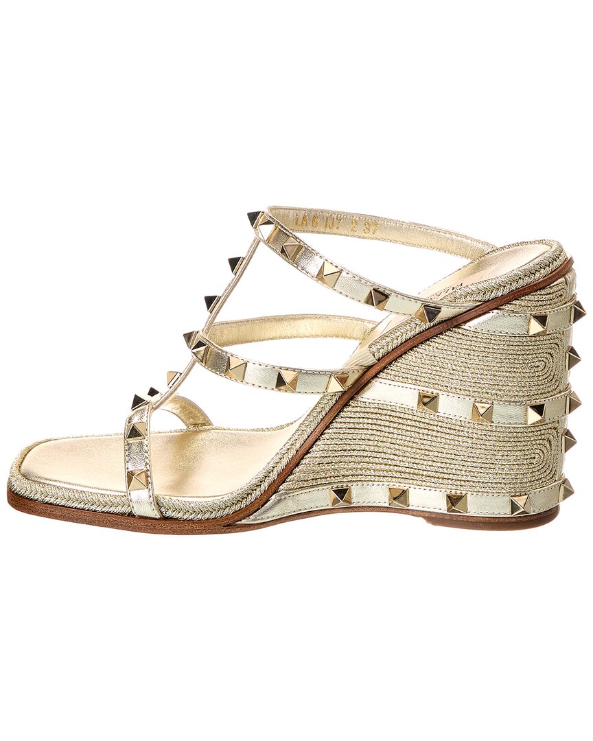 Valentino Rockstud Caged 100 Leather Wedge Sandal
