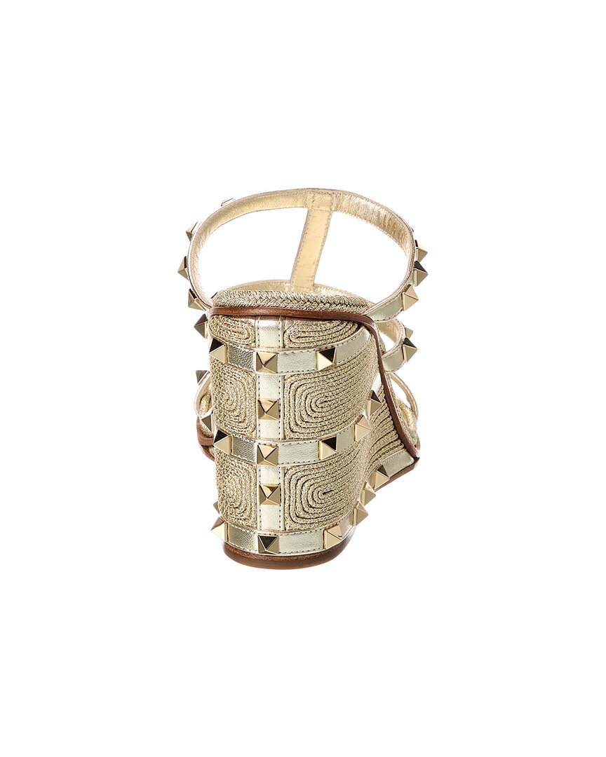 Valentino Rockstud Caged 100 Leather Wedge Sandal