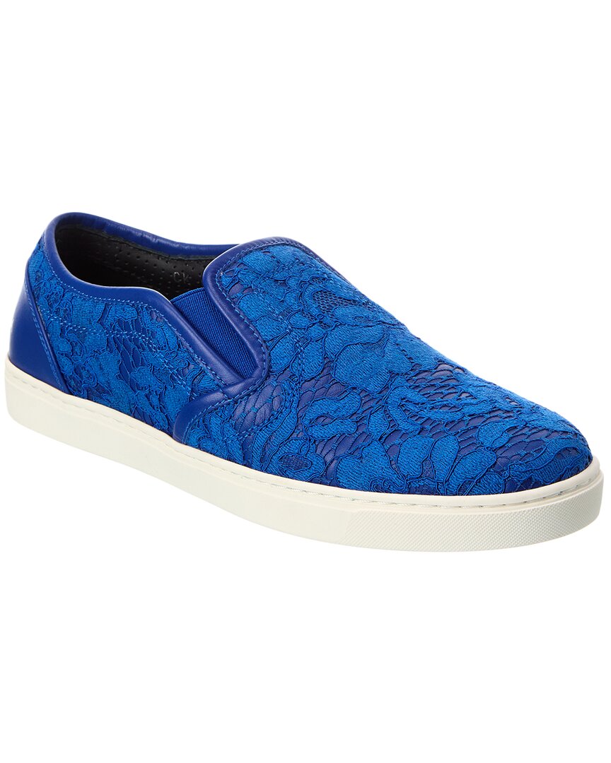 Dolce & Gabbana Lace & Leather Slip-On Sneaker