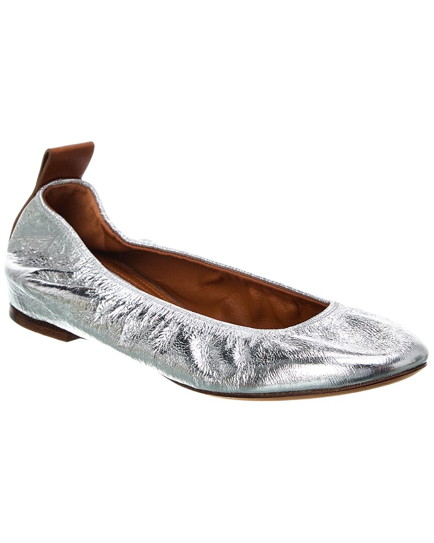 Lanvin Leather Flat 36 Silver