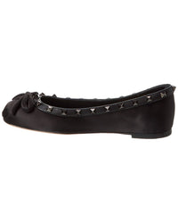 Valentino Rockstud Satin & Leather Ballerina Flat