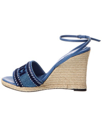 Gucci Gucci Denim & Leather Wedge Sandal