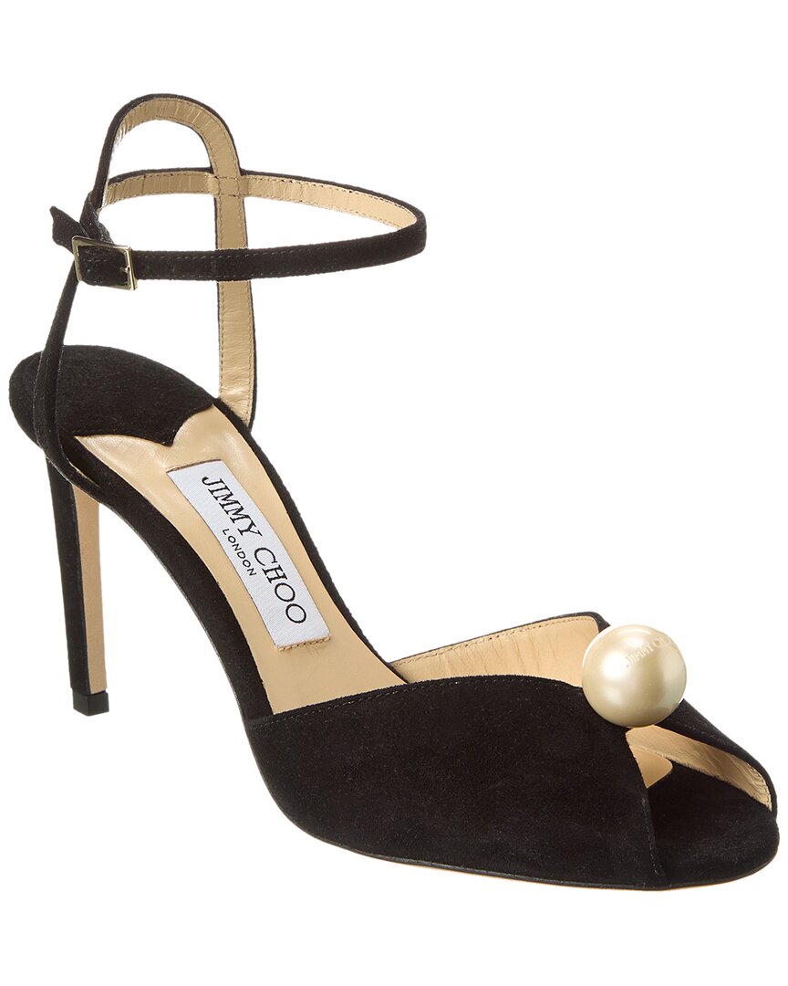 Jimmy Choo Jimmy Choo Sacora 85 Suede Sandal, 40, Black