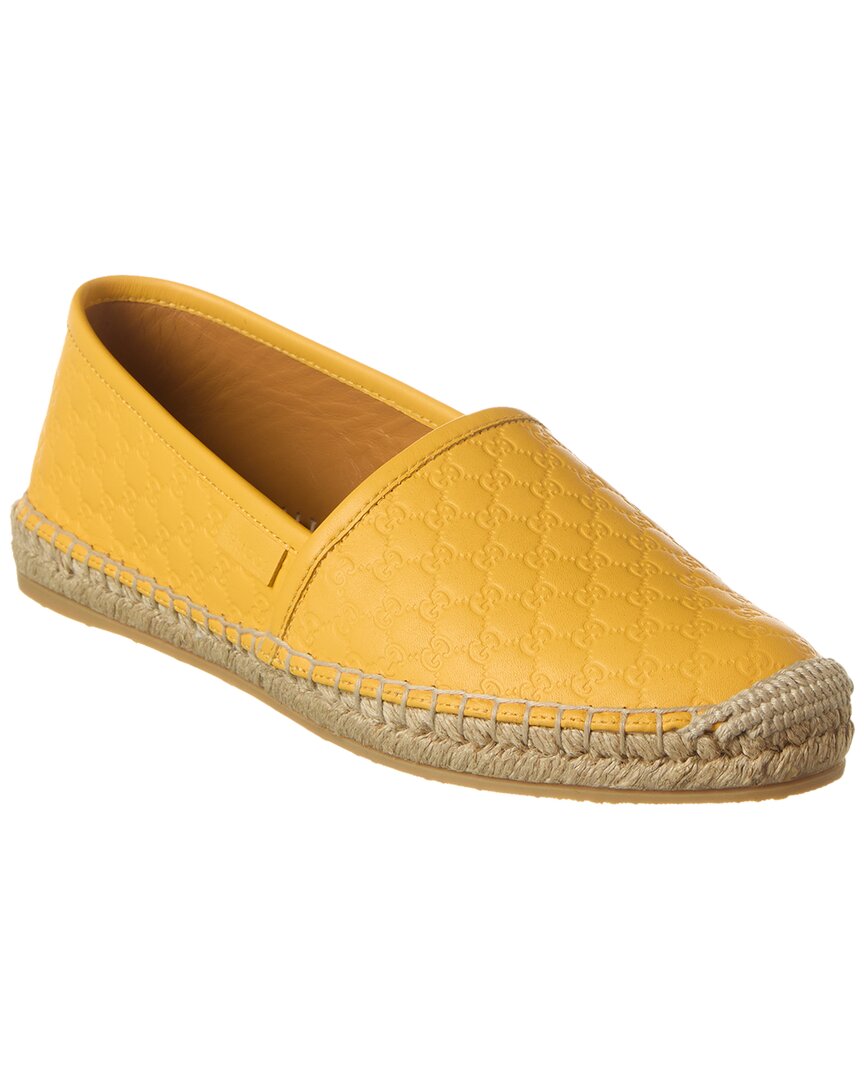 Gucci Gg Leather Espadrille Yellow