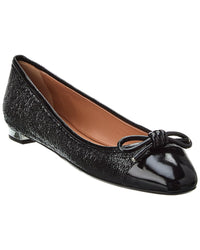 Aquazzura Parisina Cracked Leather Ballet Flat Black