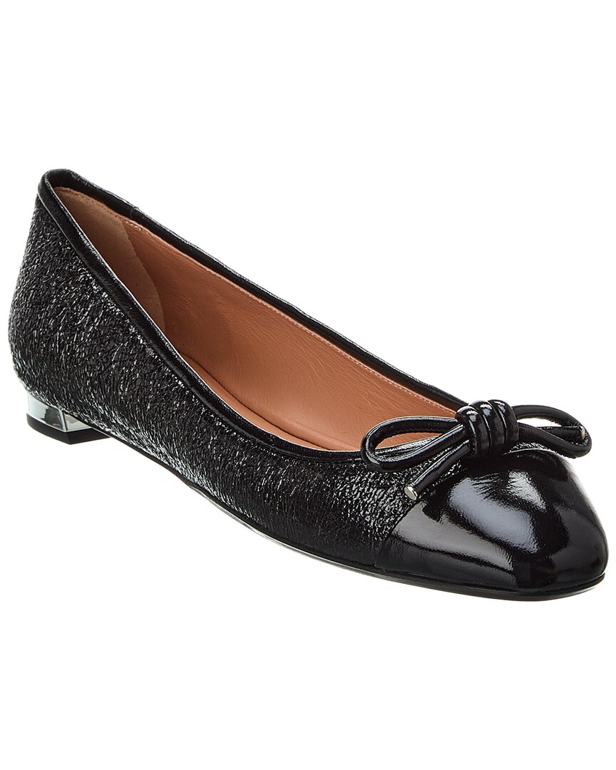 Aquazzura Parisina Cracked Leather Ballet Flat Black