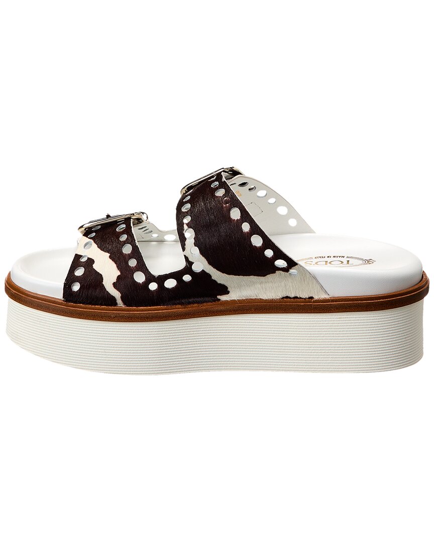 Tod’S Logo Haircalf Platform Sandal
