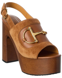 Gucci Gucci Horsebit Suede & Leather Platform Sandal