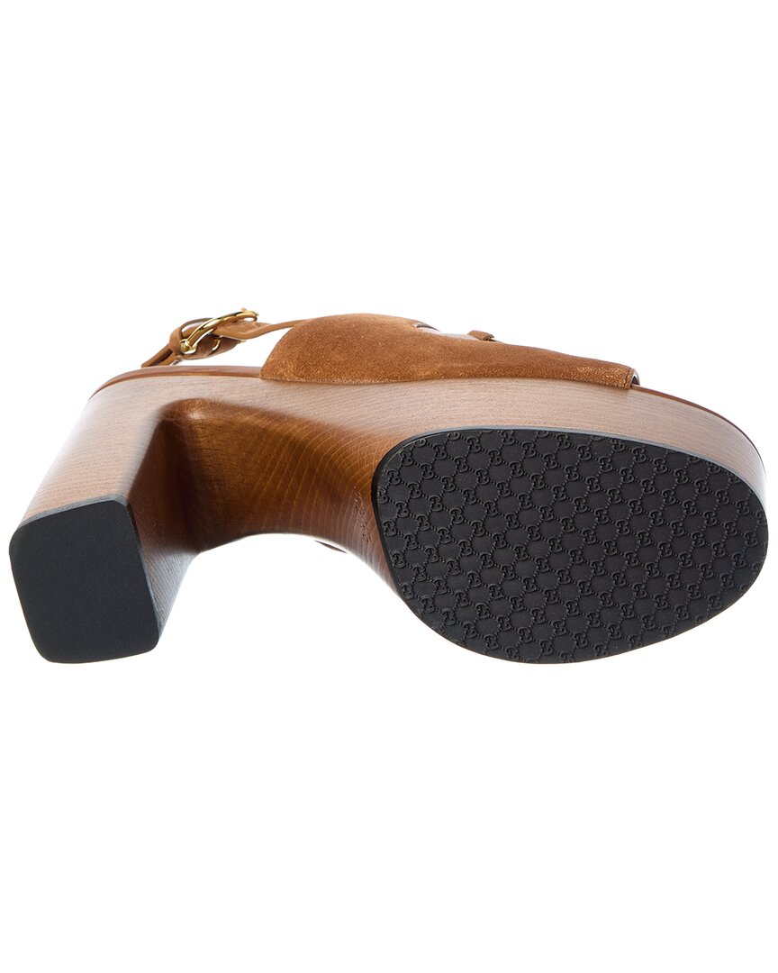 Gucci Gucci Horsebit Suede & Leather Platform Sandal