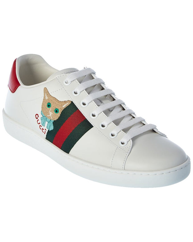Gucci Ace Cat Leather Sneaker