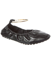 Fendi Filo Leather Ballerina Flat Black