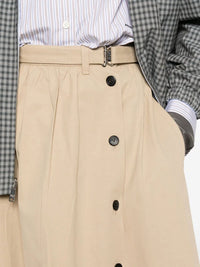 PRADA Prada Women Button-Detail Belted Cotton Midi Skirt