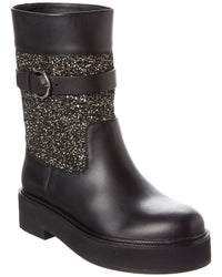 Ferragamo Ean Leather & Glitter Boot