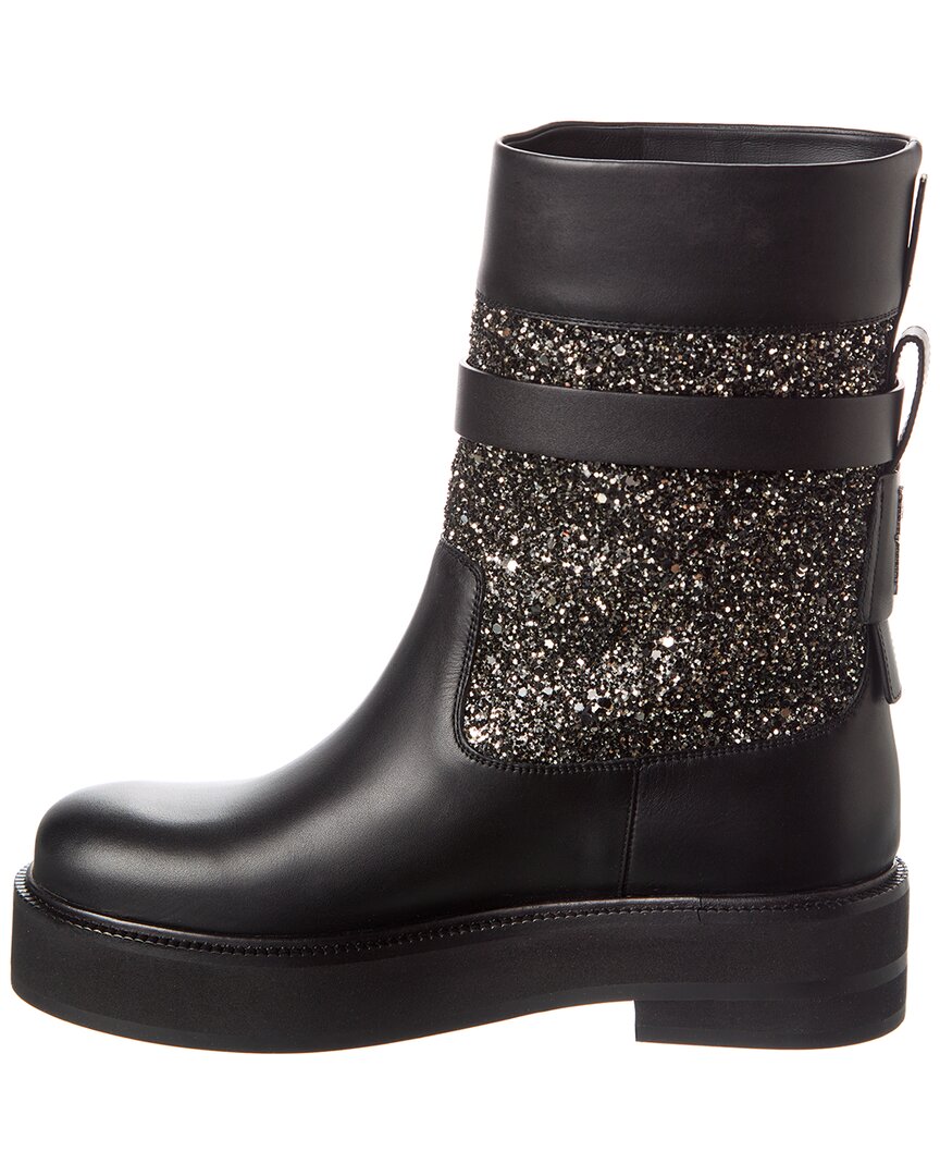 Ferragamo Ean Leather & Glitter Boot