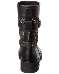 Ferragamo Ean Leather & Glitter Boot