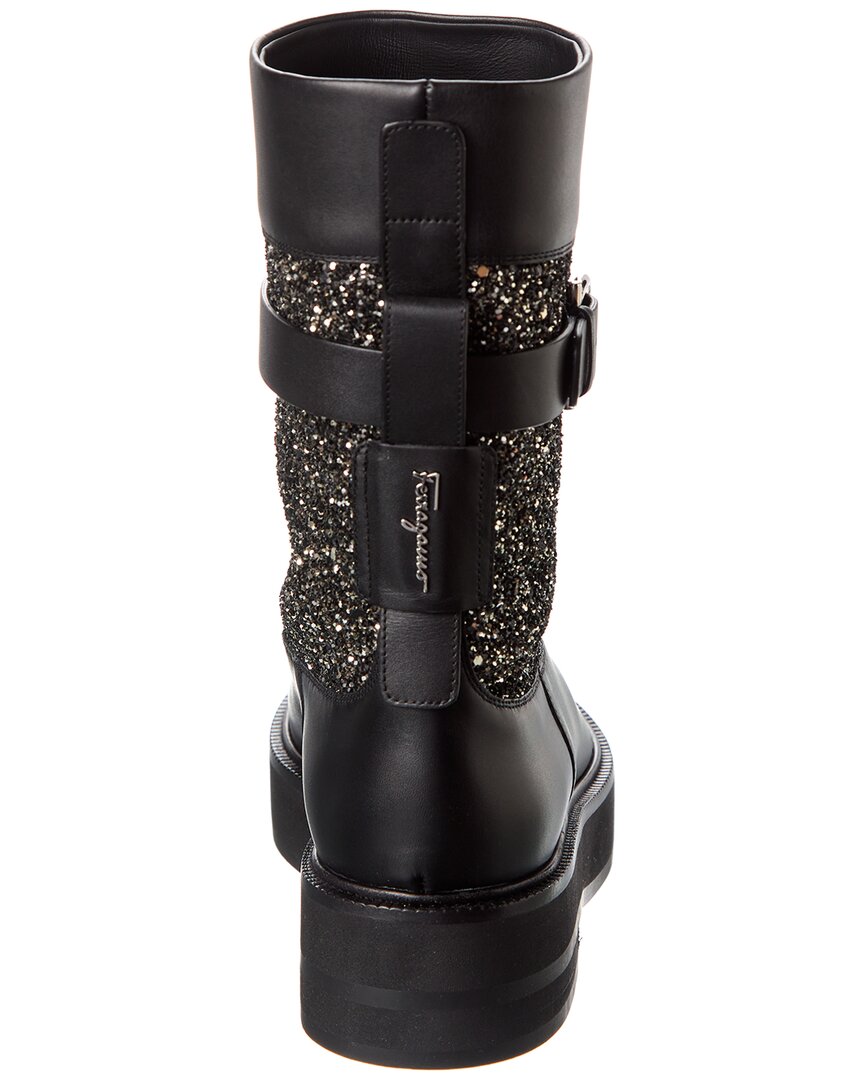 Ferragamo Ean Leather & Glitter Boot