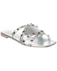 Valentino Rockstud Leather Sandal Silver 36