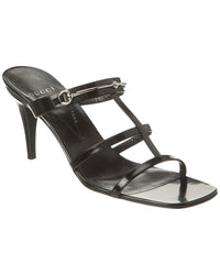 Gucci Slim Horsebit Leather Sandal Black
