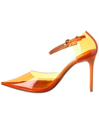 Amina Muaddi Ursina Glass 105 Vinyl & Leather Pump