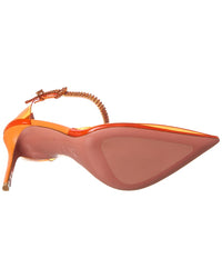 Amina Muaddi Ursina Glass 105 Vinyl & Leather Pump