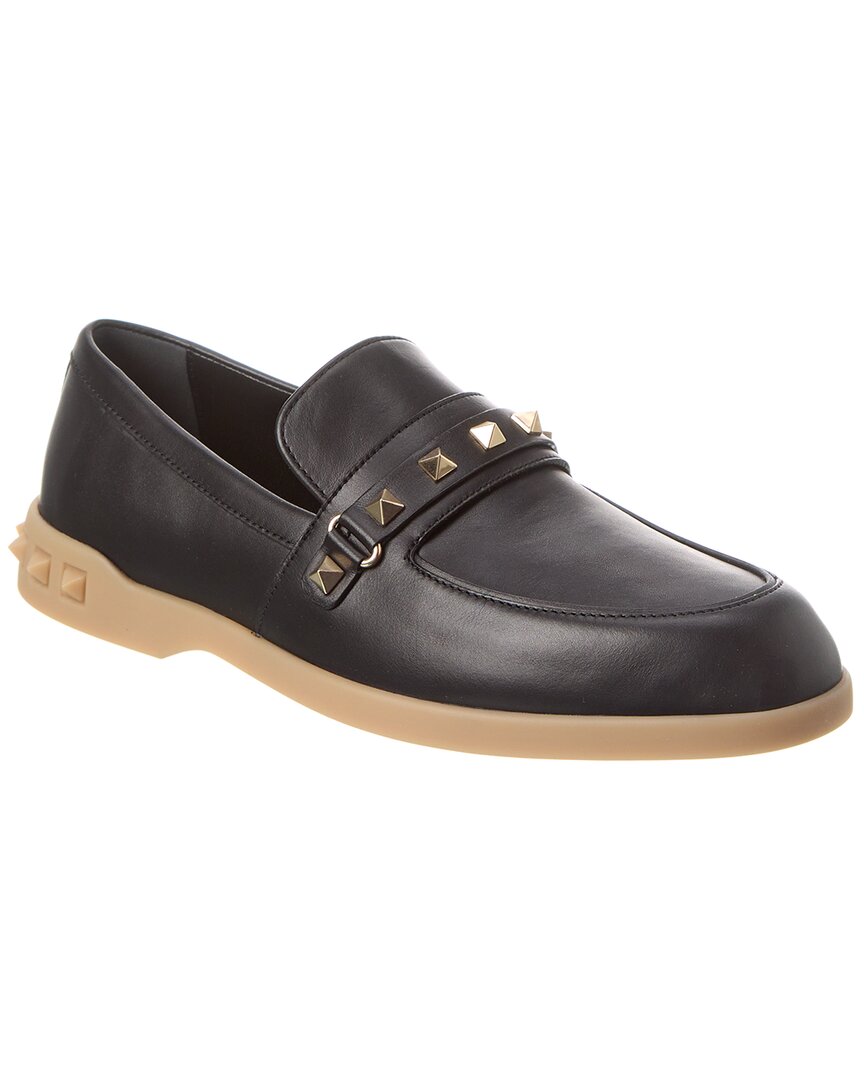Valentino Leisure Flows Leather Loafer 39 Black