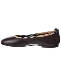 Burberry Burberry Check Trim Leather Ballerina Flat
