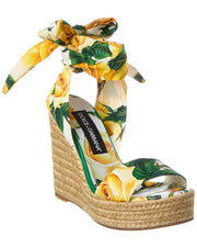 Dolce & Gabbana Printed Charmeuse Wedge Sandal
