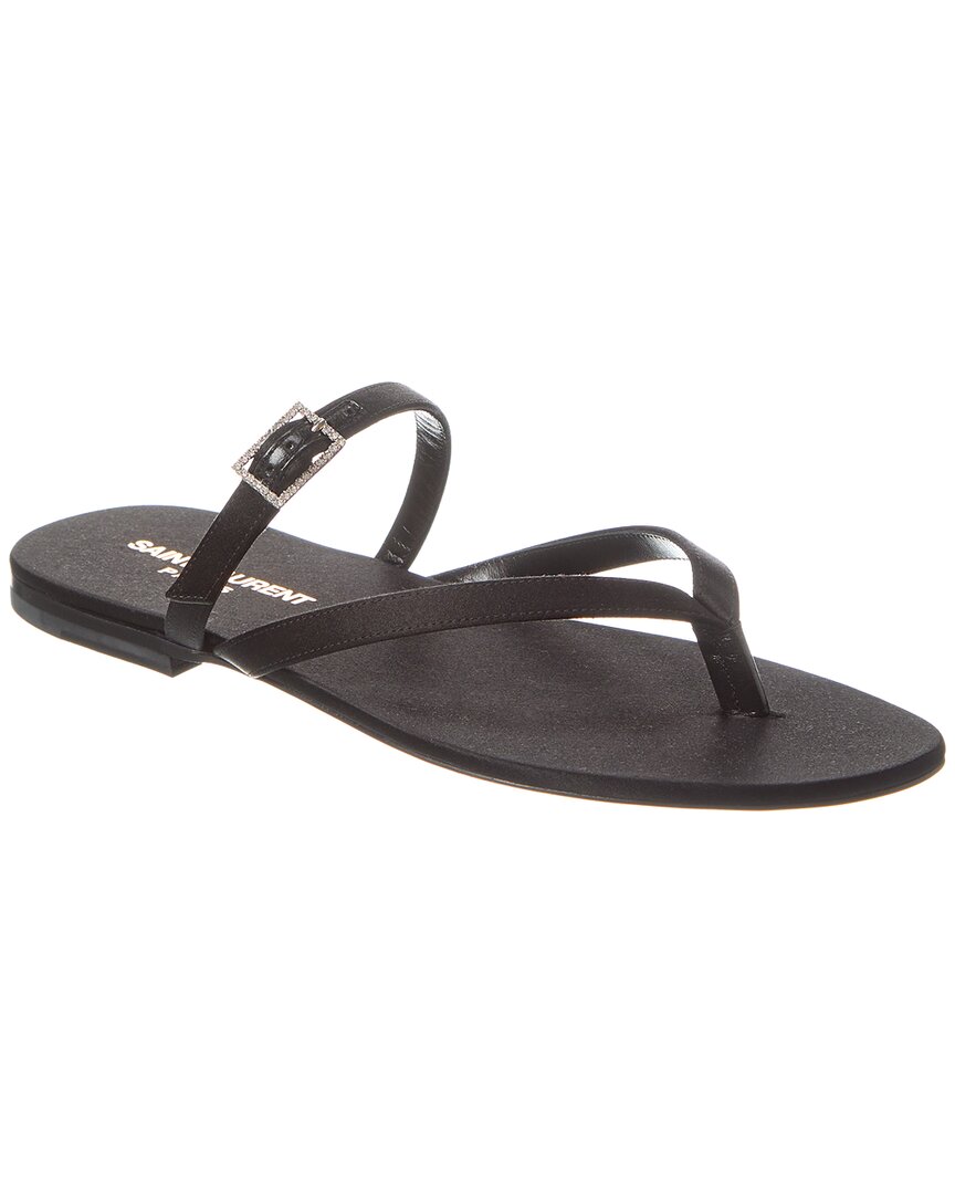 Saint Laurent Laszio Satin Sandal Black