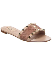 Valentino Valentino Rockstud Leather-Trim Sandal